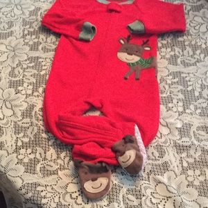 👍Baby Unisex 24 mo Baby Reindeer 1-Pc Pajamas (K)